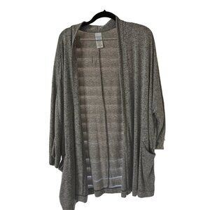 Time And Tru Womens Open Front Lightweight Gray Cardigan Sweater XXL/2X Soft Ble